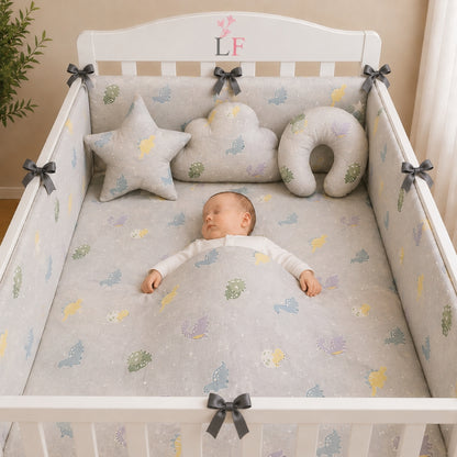 Premium Baby Cot Bedding Set - Soft Grey