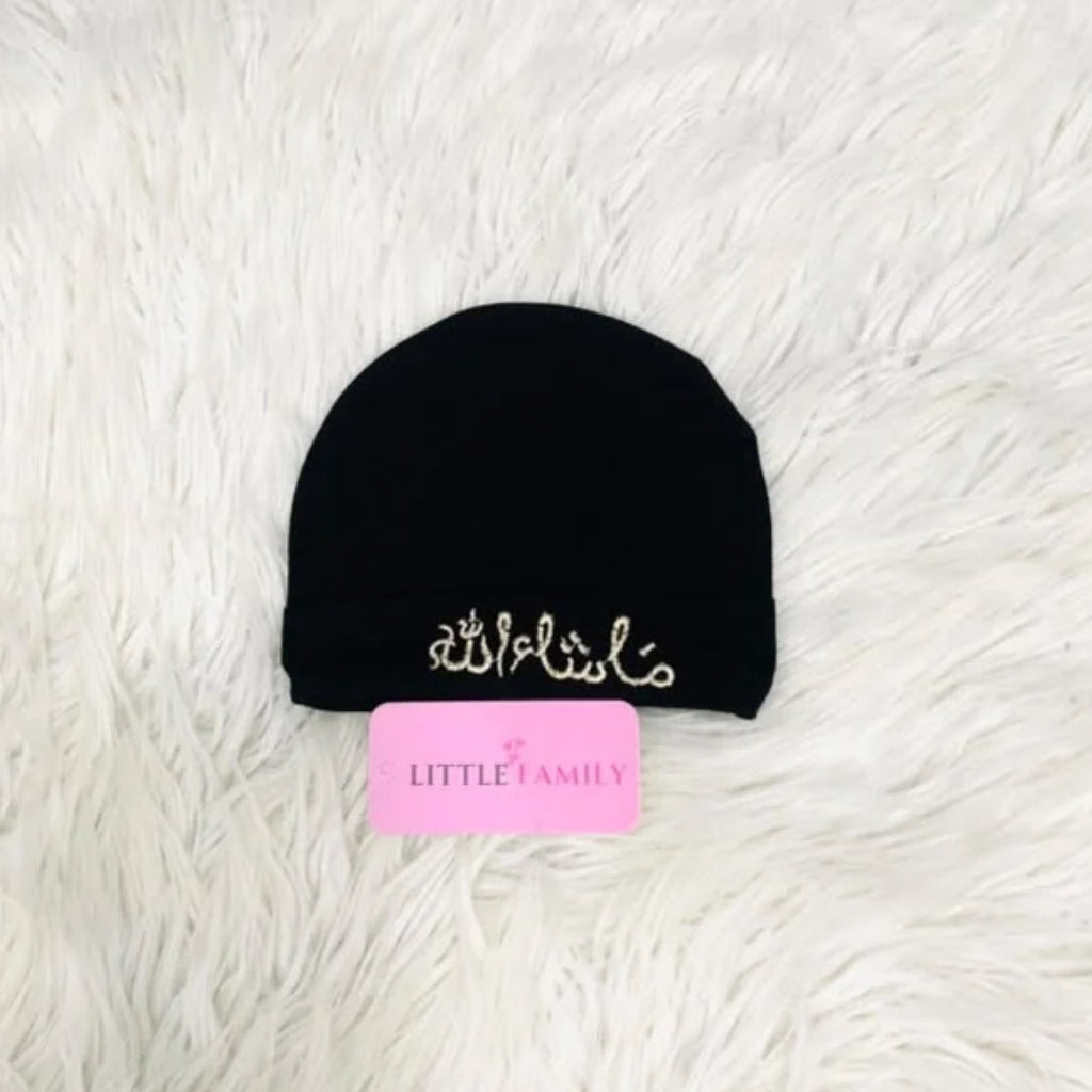 “Masha Allah” Embroidered Baby Cap - Black