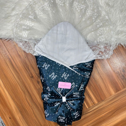Premium Silk Newborn Baby Carry Nest | "Welcome to the World" - Greenish Grey