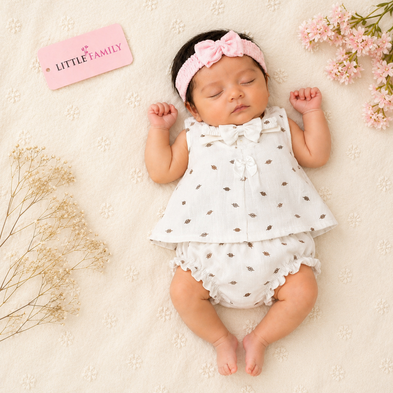 Premium Baby Frock Set with Nappy & Headband