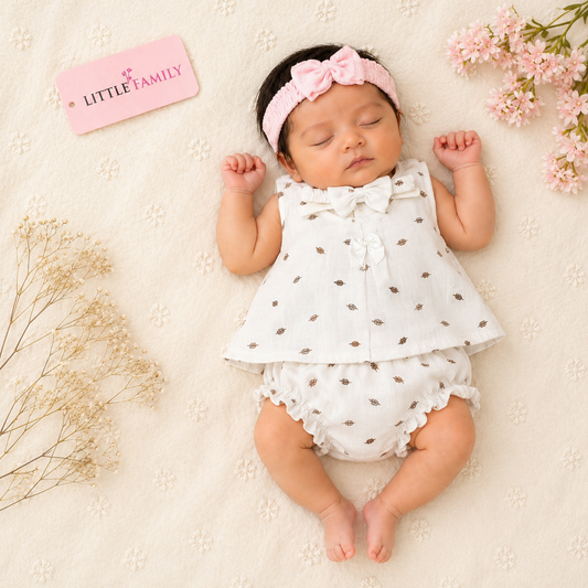 Premium Baby Frock Set with Nappy & Headband