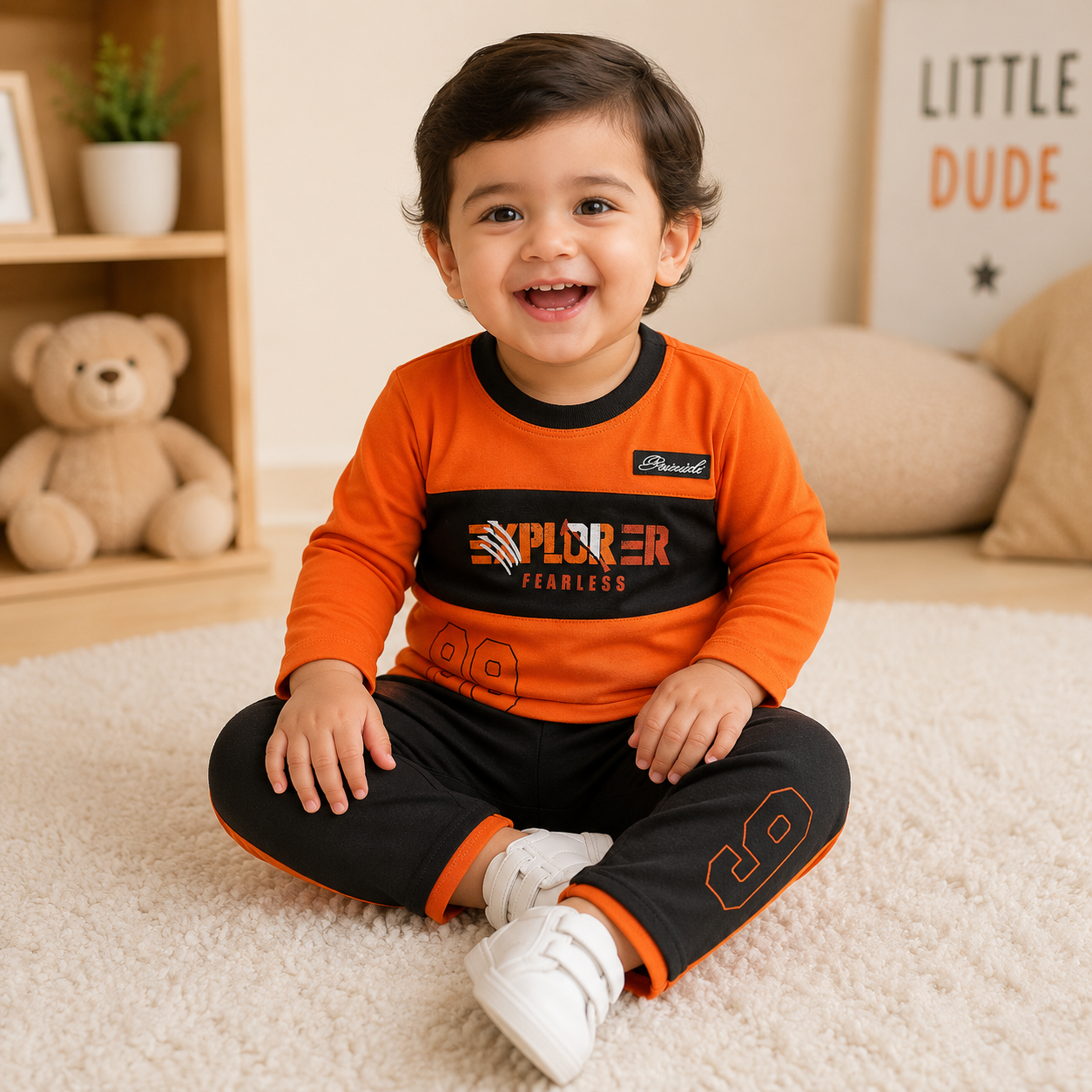 Cute and Comfy Baby Shirt and Trouser Set in Soft Jersey Fabric