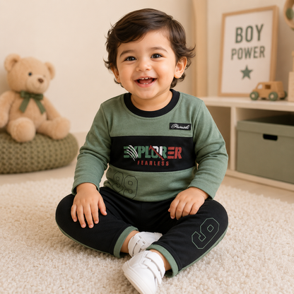 Cute and Comfy Baby Shirt and Trouser Set in Soft Jersey Fabric