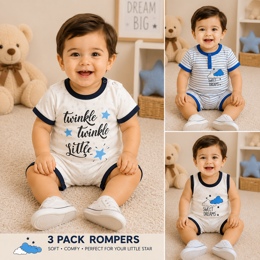 3-Piece Baby Boy Sleep Suit Set – Adventure Collection