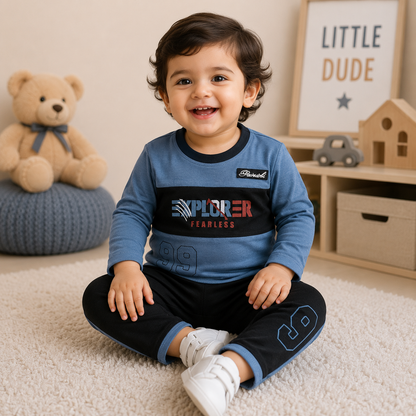 Cute and Comfy Baby Shirt and Trouser Set in Soft Jersey Fabric