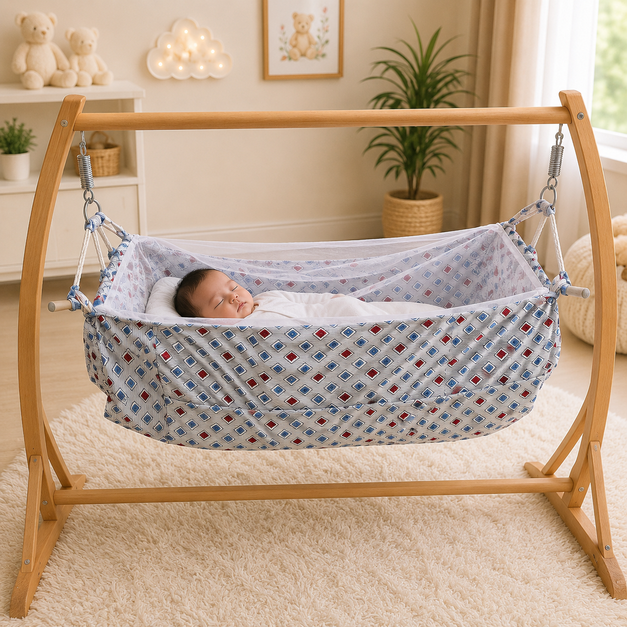 Baby Cotton Hammock with Mosquito Net-Mosaic