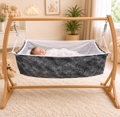 Baby Cotton Hammock with Mosquito Net-Carbon