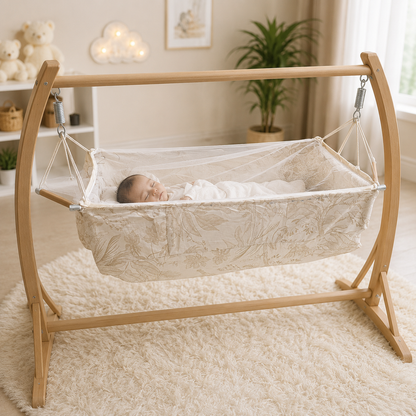 Baby Cotton Hammock with Mosquito Net-Leaf