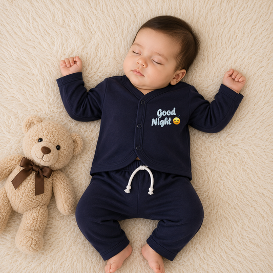 Premium Baby 2-Piece Night Suit - Navy Blue
