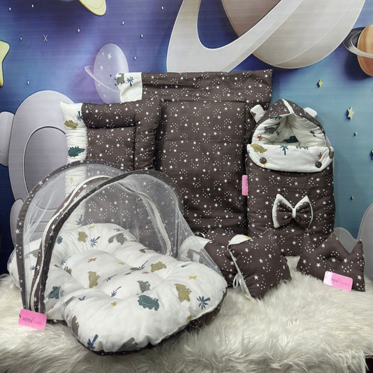 Starry Dreams Baby Bedding Set - 8 Pieces (Chocolate Brown)
