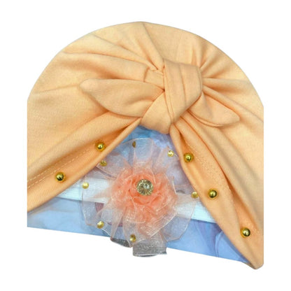 Plain Baby Turban Caps & Hairband Set