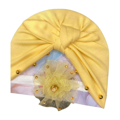 Plain Baby Turban Caps & Hairband Set