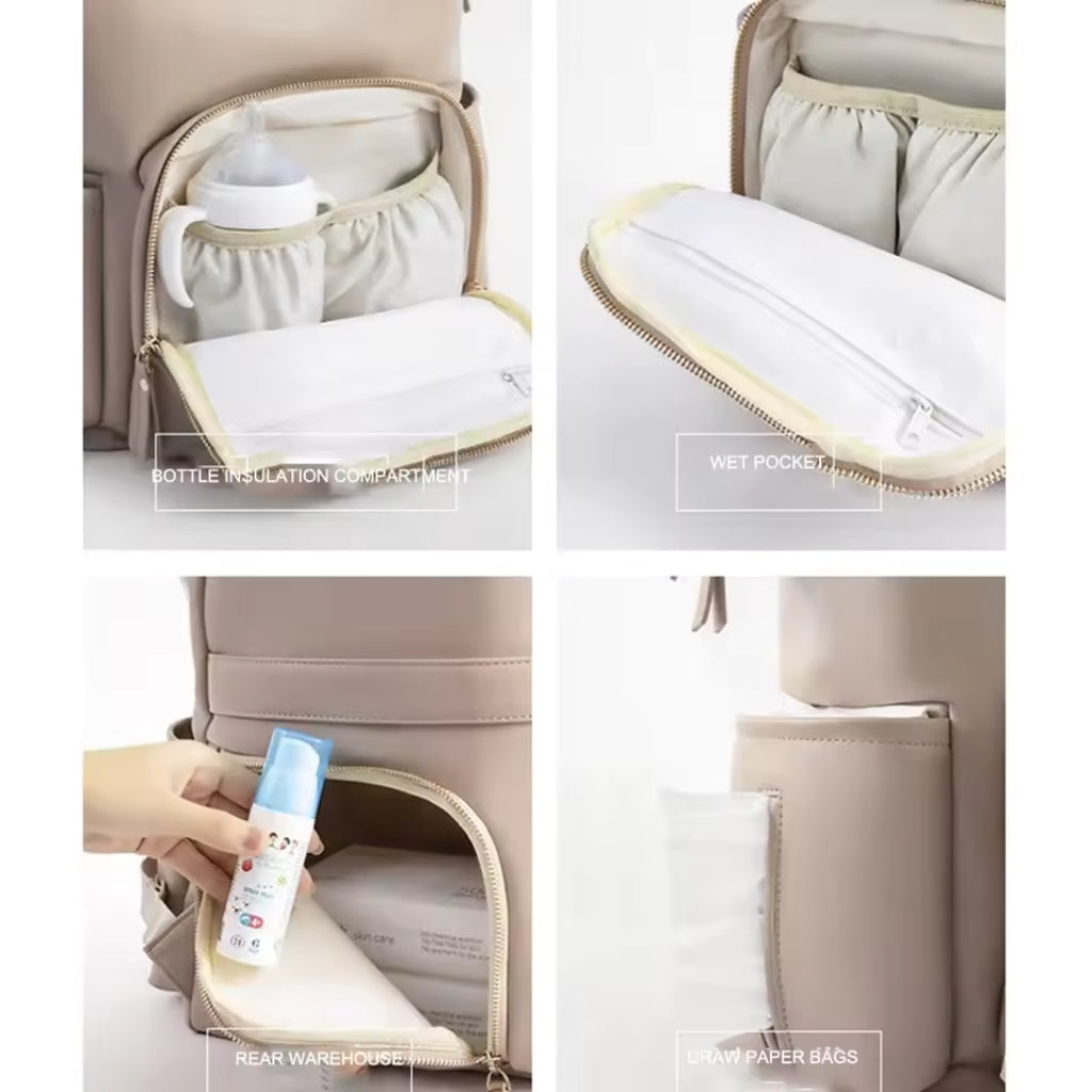 Leather Backpack Diaper Bag