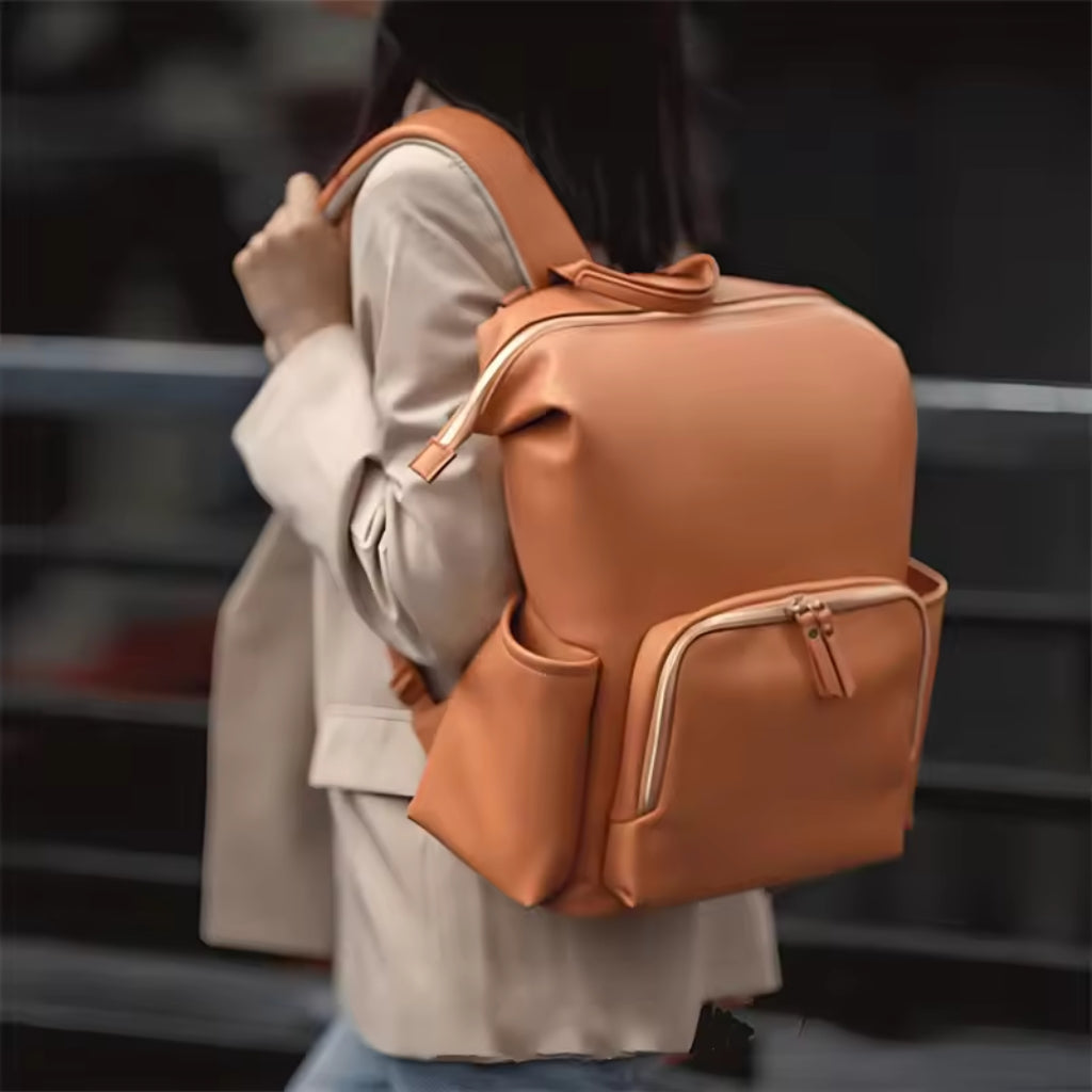 Leather Backpack Diaper Bag