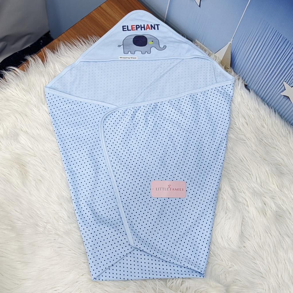 Premium Baby Hooded Wrapping Sheet | "Elephant" Theme