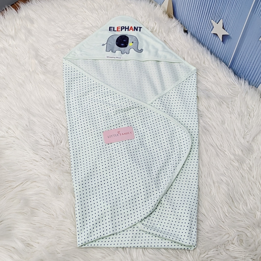 Premium Baby Hooded Wrapping Sheet | "Elephant" Theme