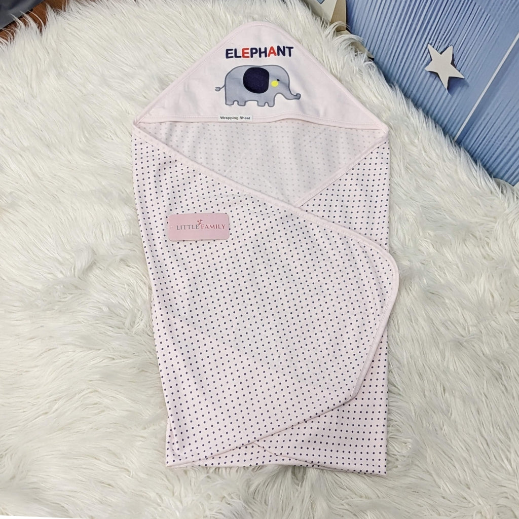 Premium Baby Hooded Wrapping Sheet | "Elephant" Theme