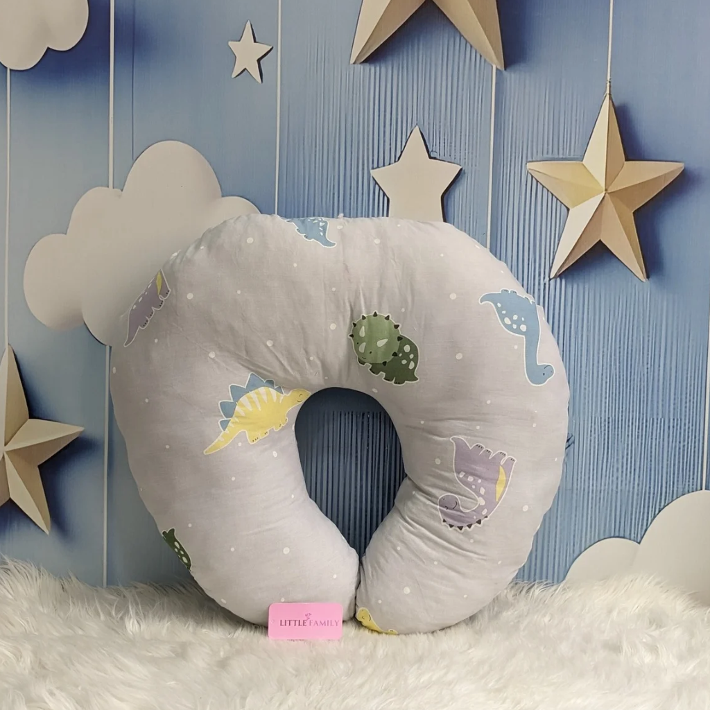 Pastel Dino Theme Baby Feeding Pillow – Ergonomic Support for Breastfeeding Moms