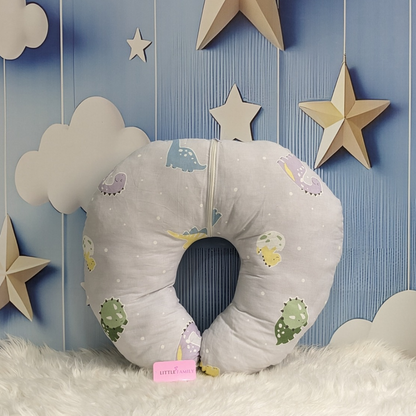 Pastel Dino Theme Baby Feeding Pillow – Ergonomic Support for Breastfeeding Moms