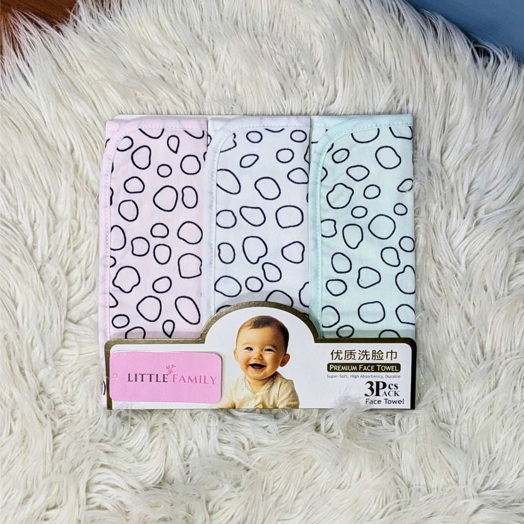 Premium Soft Cotton Baby Face Towels - Pebble Print