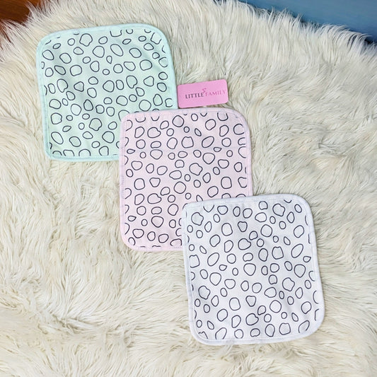 Premium Soft Cotton Baby Face Towels - Pebble Print