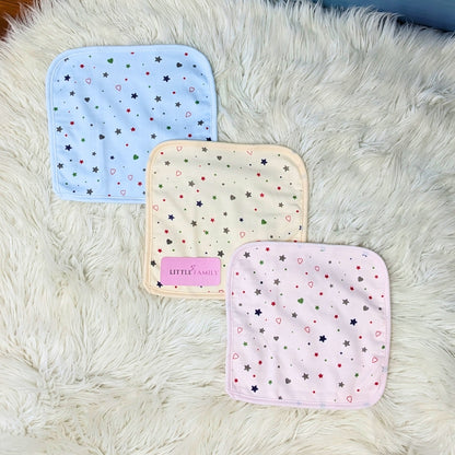 Premium Soft Cotton Baby Face Towels - Starry Heart