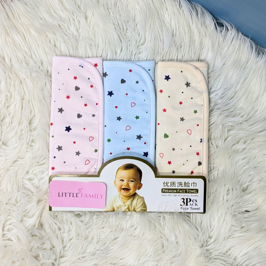 Premium Soft Cotton Baby Face Towels - Starry Heart