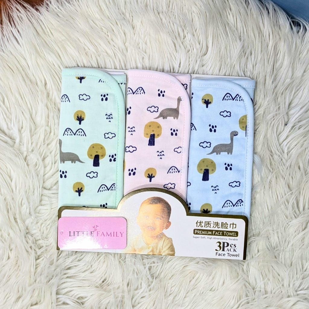 Premium Soft Cotton Baby Face Towels - Dino