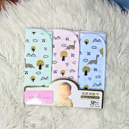Premium Soft Cotton Baby Face Towels - Dino