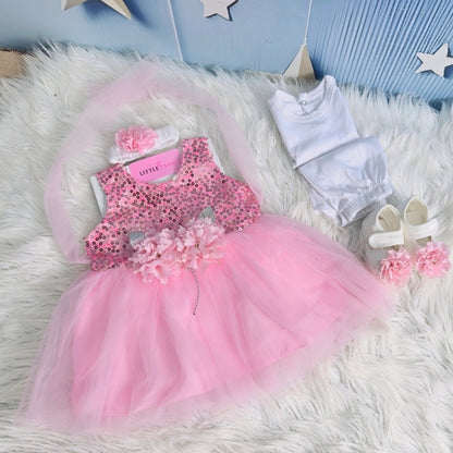 Premium Newborn Baby Frock Set | Pink