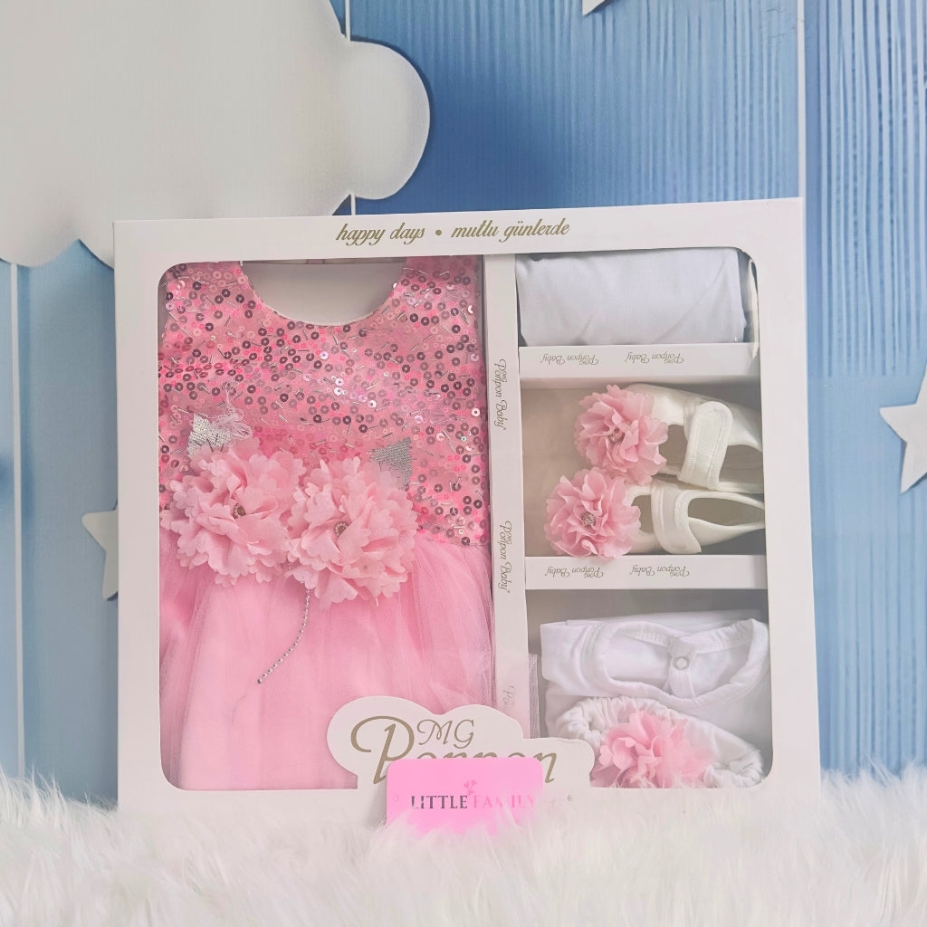 Premium Newborn Baby Frock Set | Pink