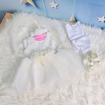 Premium Newborn Baby Frock Set | White