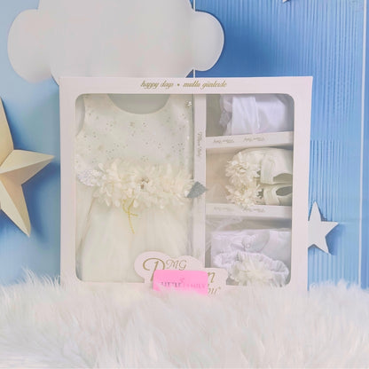 Premium Newborn Baby Frock Set | White