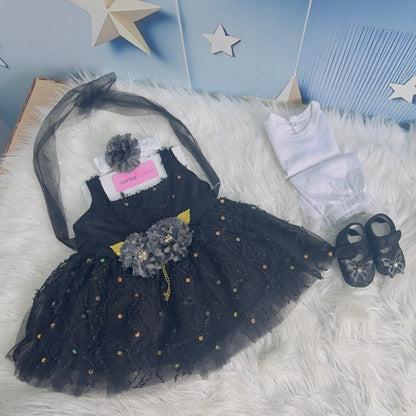Premium Newborn Baby Frock Set | Black