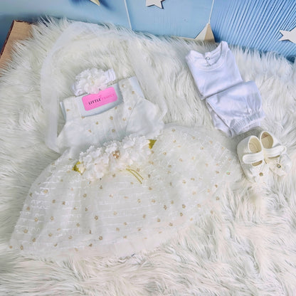 Premium Newborn Baby Frock Set | White