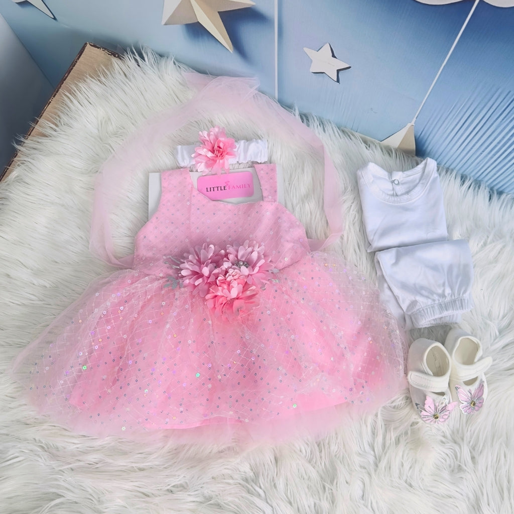 Premium Newborn Baby Frock Set | Blush Pink