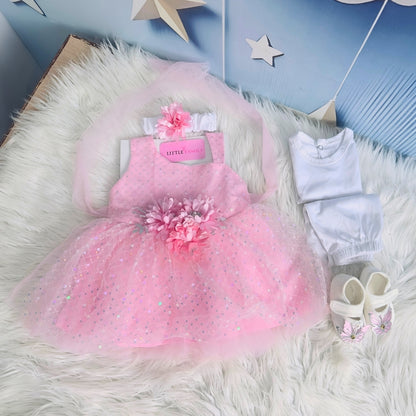 Premium Newborn Baby Frock Set | Blush Pink