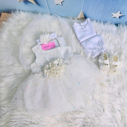 Premium Newborn Baby Frock Set | White