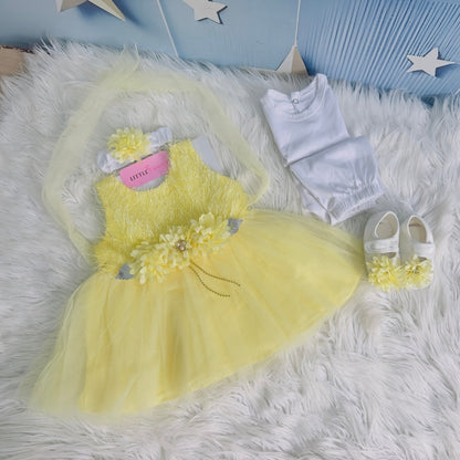 Premium Newborn Baby Frock Set | Yellow