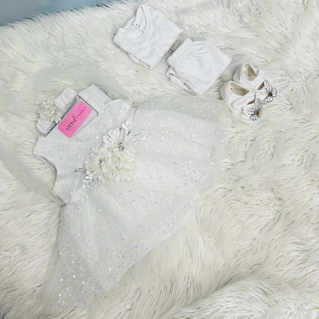 Premium Newborn Baby Frock Set | White