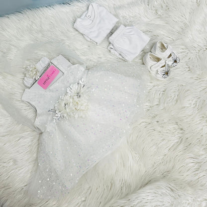 Premium Newborn Baby Frock Set | White
