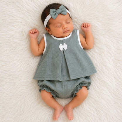 Premium Baby Frock Set with Nappy