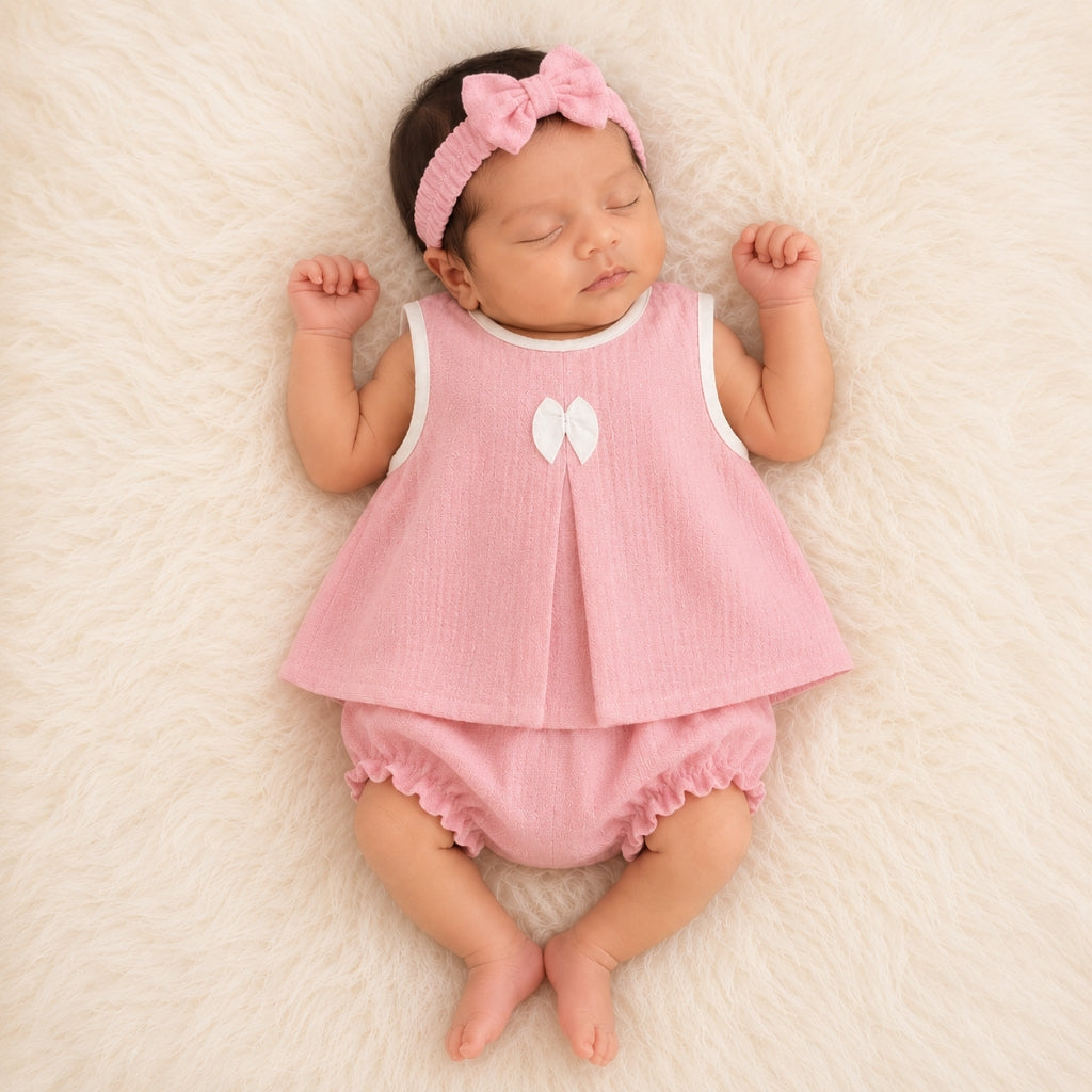 Premium Baby Frock Set with Nappy