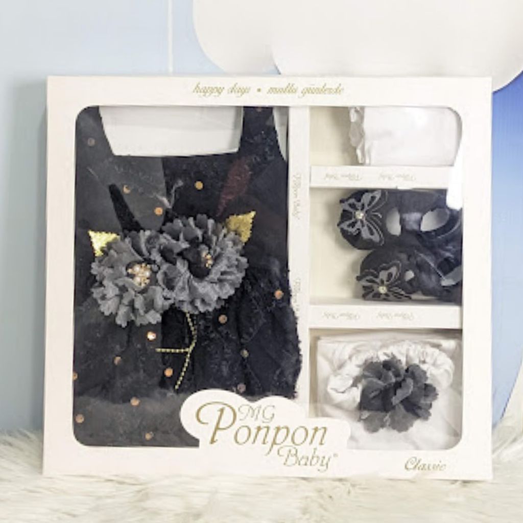 Premium Newborn Baby Frock Set | Black