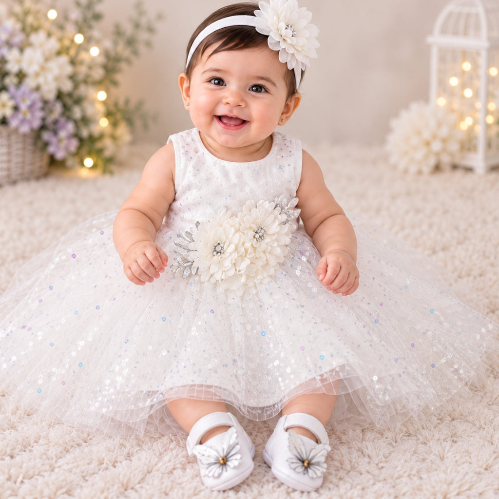 Premium Newborn Baby Frock Set | White