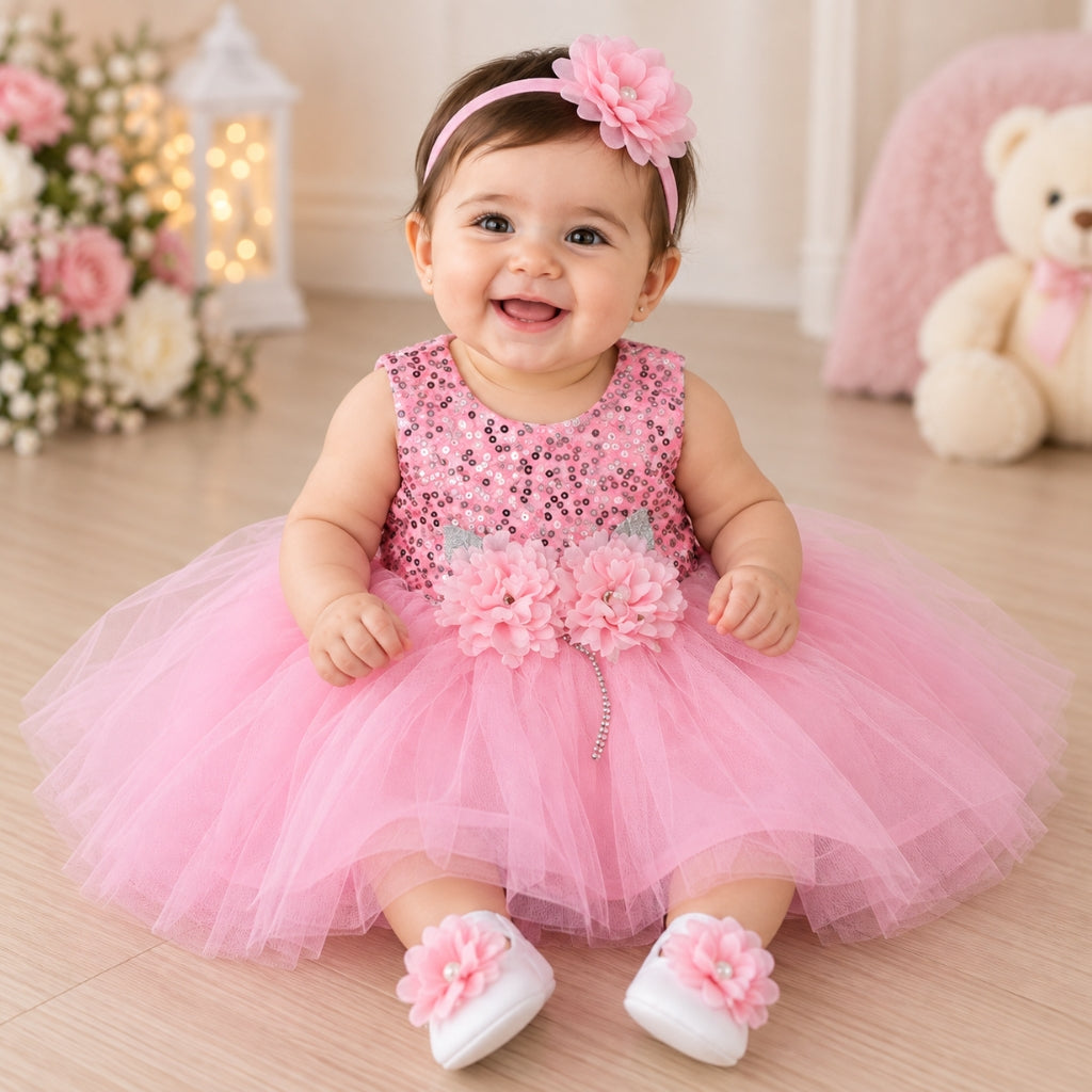 Premium Newborn Baby Frock Set | Pink
