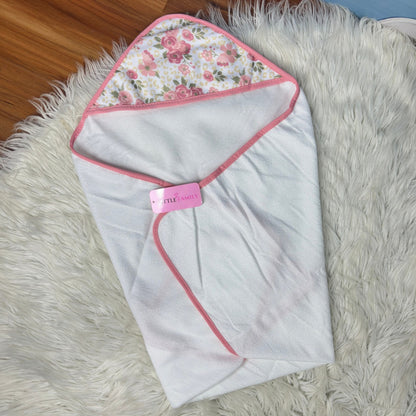 Premium Baby Hooded Towel Set – "Rose Floral"
