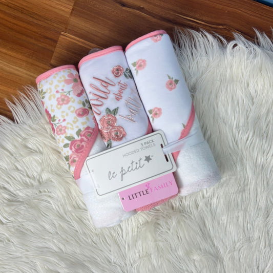 Premium Baby Hooded Towel Set – "Rose Floral"