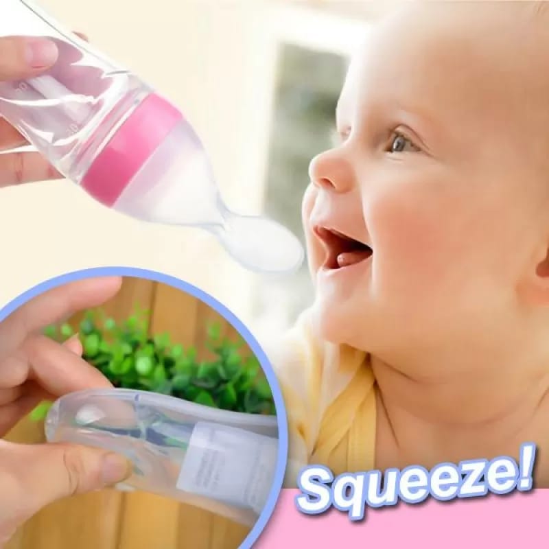 90ml Silicone Feeding Bottle with Spoon for Infant Baby Newborn Toddler Food Rice Cereal Feeder Bottles