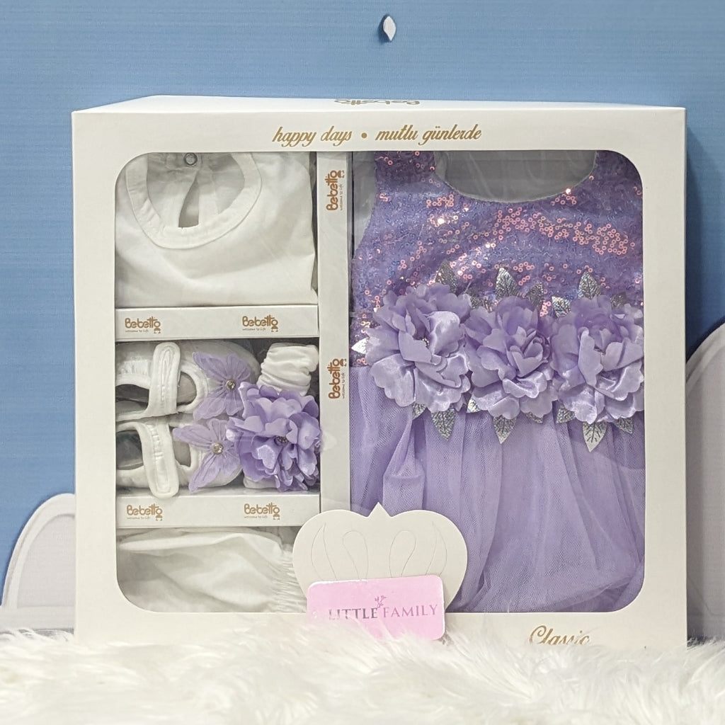 Premium Newborn Baby Frock Set | Purple